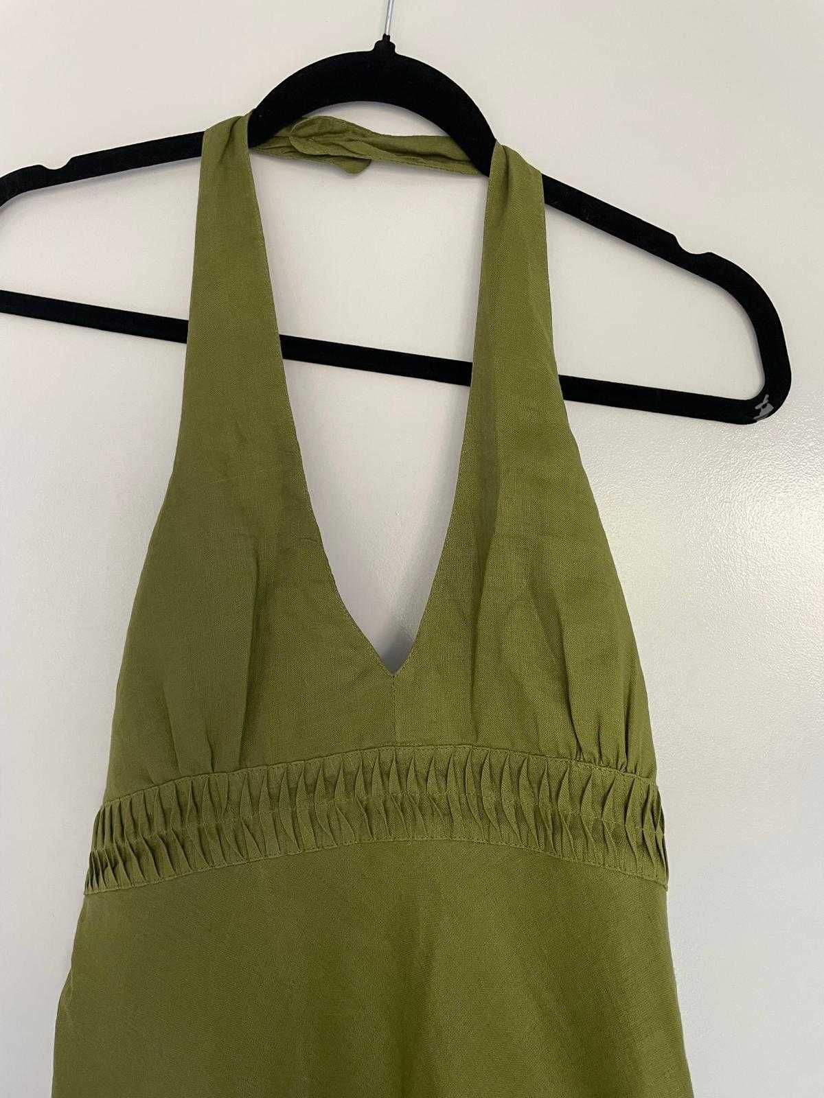 Vand rochie dama Zara Basics, verde mustar, 100% bumbac, marimea L
