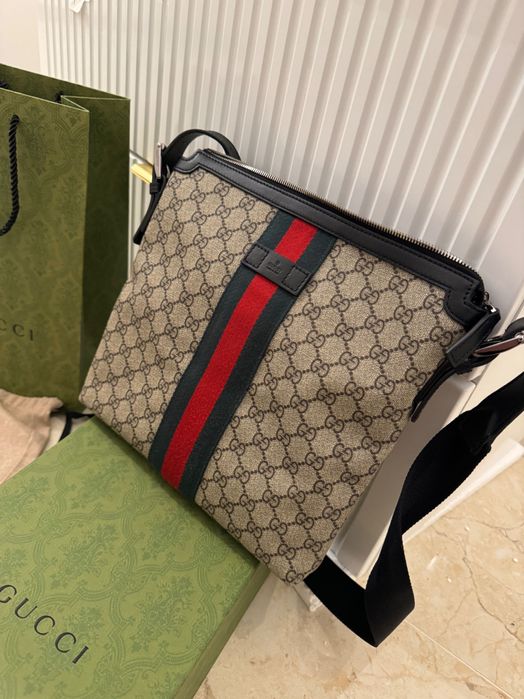Geanta Gucci originala Supreme Web canvas messenger bag
