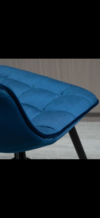 Set 2 scaune de bar moderne, catifea, culoare albastru velvet