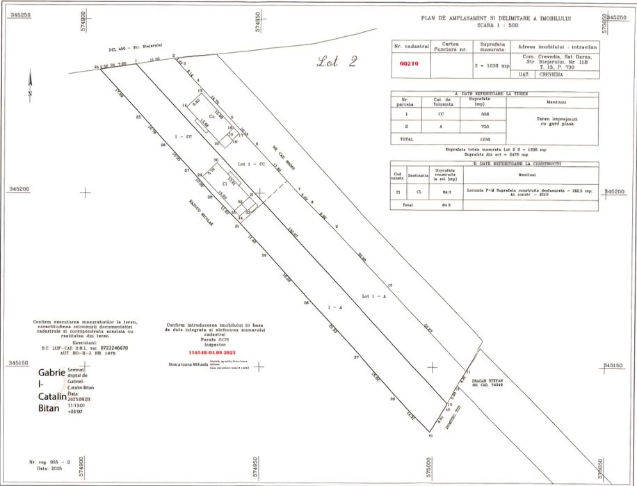 2 case la roșu ( 164 mp fiecare) cu terenul aferent 2450 mp