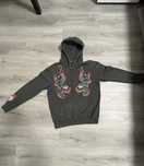 Bluza gri cu model si fermoar zip-up baggy fit