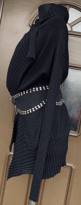TRUSSARDI T'SPACE Cardigan Asimetric Fashion Chic Negru Lana Original