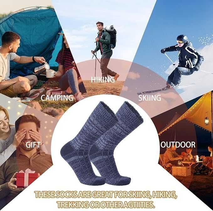 Sosete calde din lână,groase  pentru drumeții,WHCPCYO 5 perechi