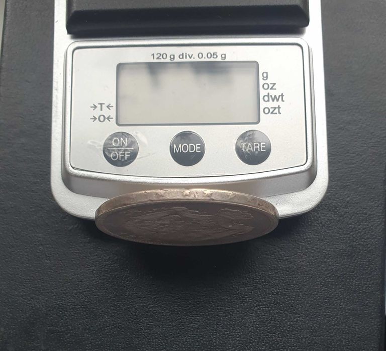 Moneda 5 lei 1881 argint, variante rege, stema mare, 6 stele, mai rara