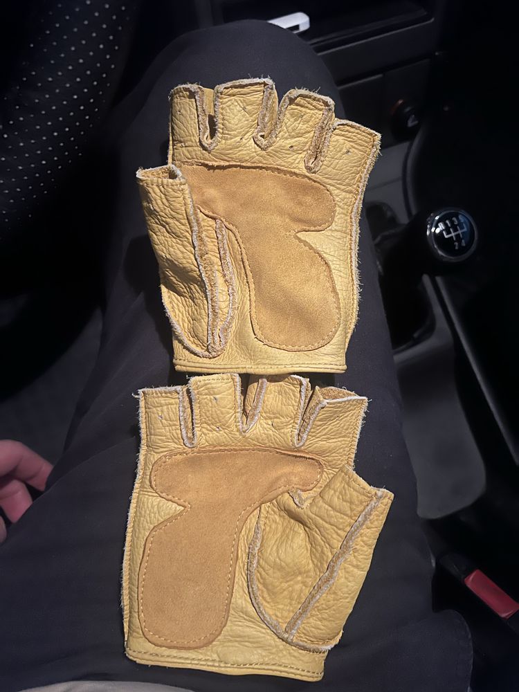 Manusi galbene piele biker