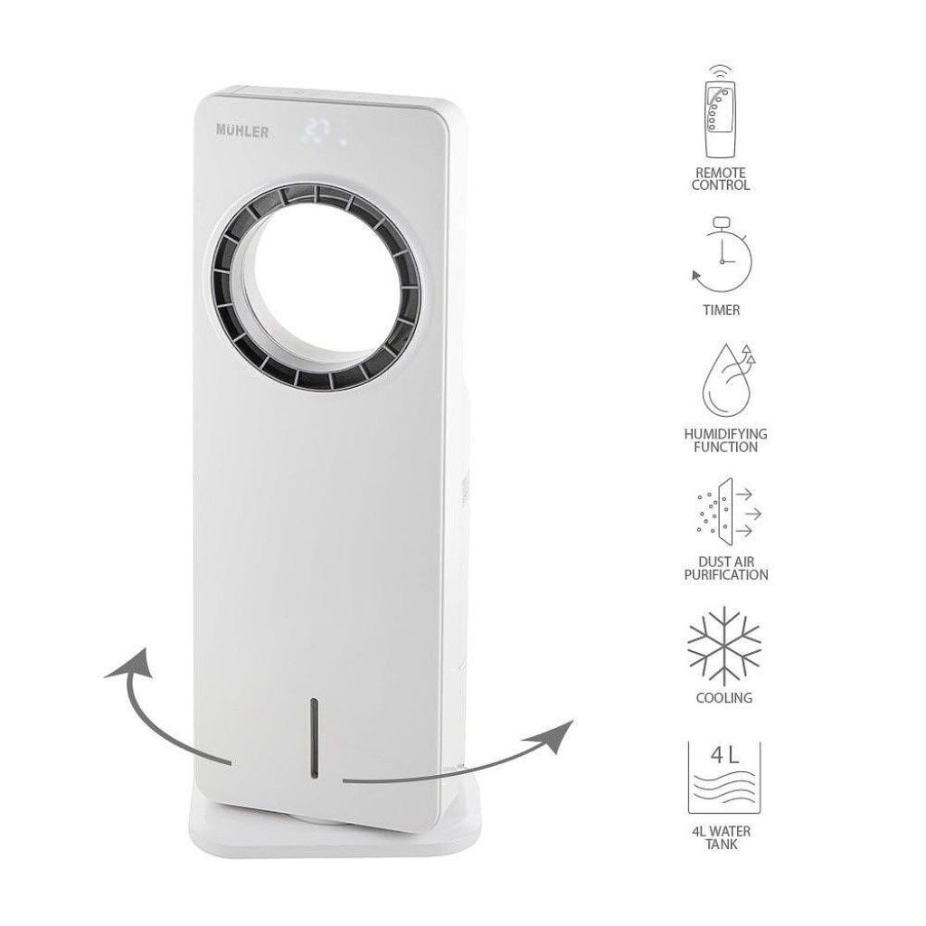 Мобилен охладител Muhler MC-4000, 65W, безвитлов, LED, 4 л, таймер