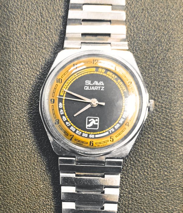 Советские мужские часы «Слава Спортивные» кварцевые, на батарейке