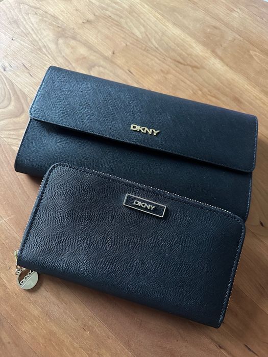Продавам черен дамски клъч Donna Karan и черен дамски портфейл