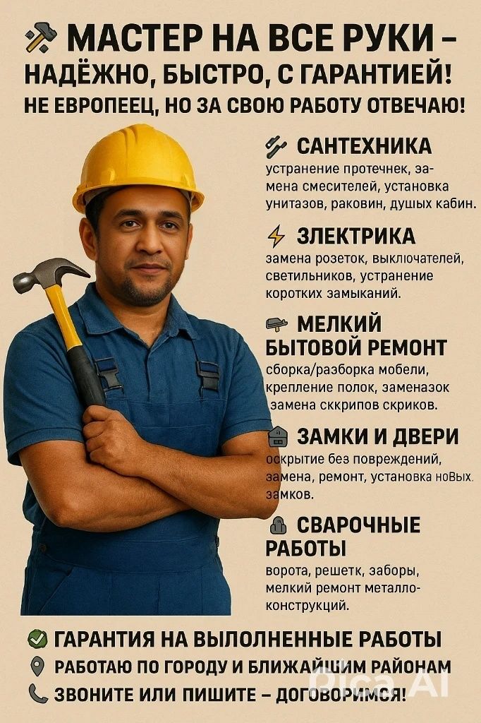 Мастер на все руки. Не европеец — но за работу отвечаю!

Сантехника, э