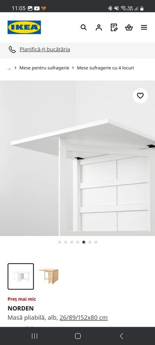 Masa pliabila Norden IKEA