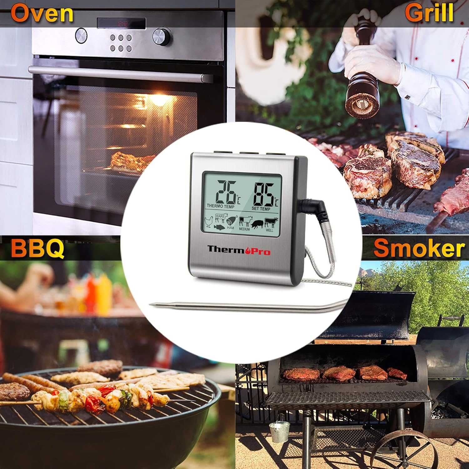 ThermoPro TP16 Цифров кухненски термометър за месо  с таймер и аларма