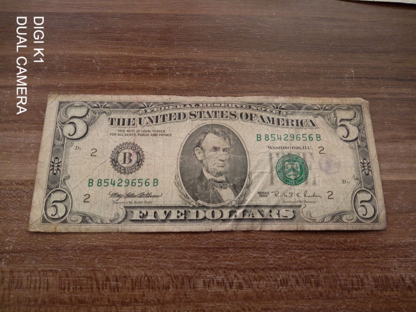 Bancnota de 5 dolari ,an 1995