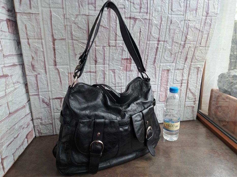 дамска чанта,черна торба-естествена кожа