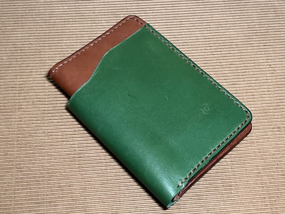 Vand portofel piele handmade verde, negru