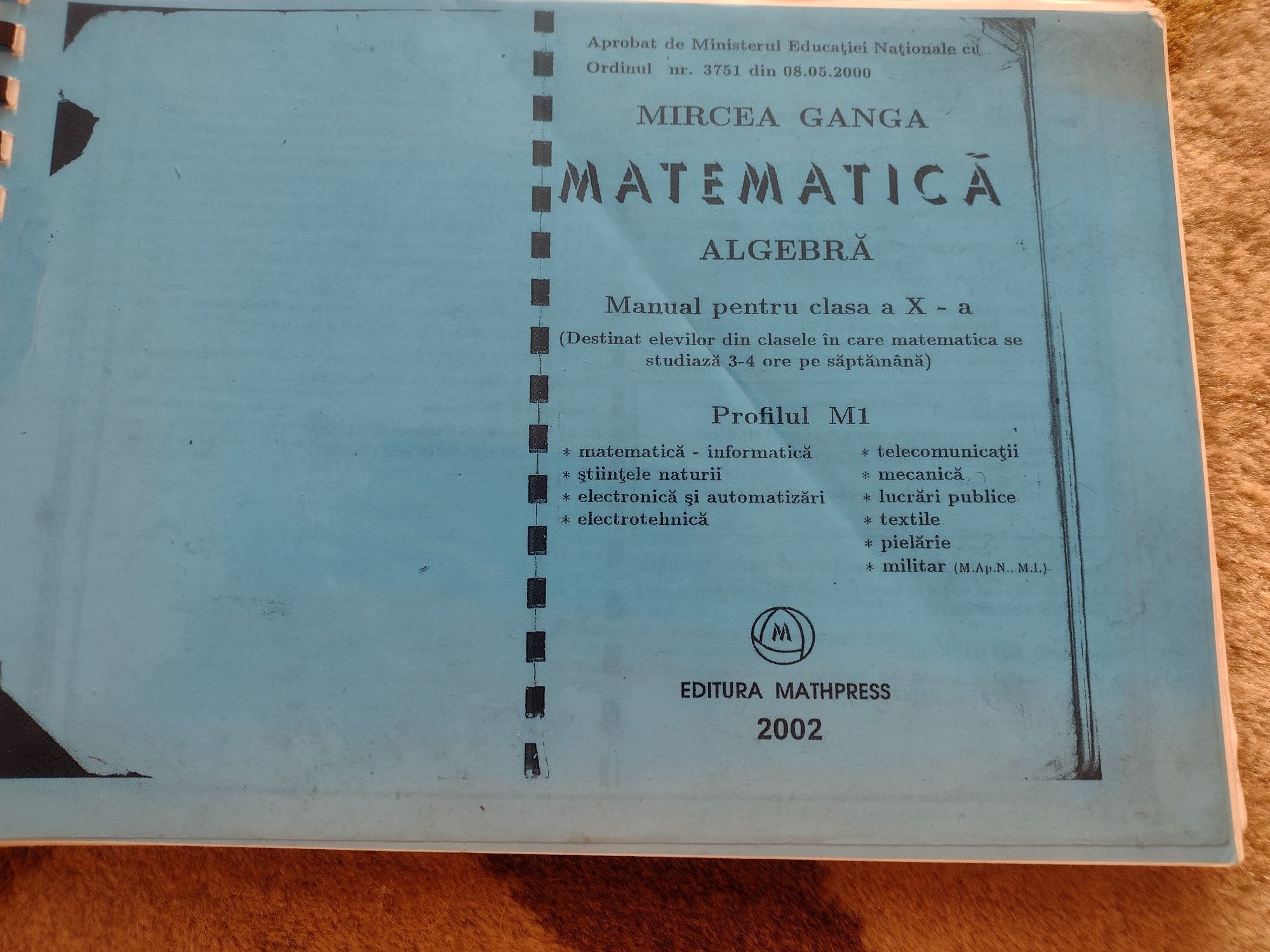 Mircea Ganga cărți matematică liceu