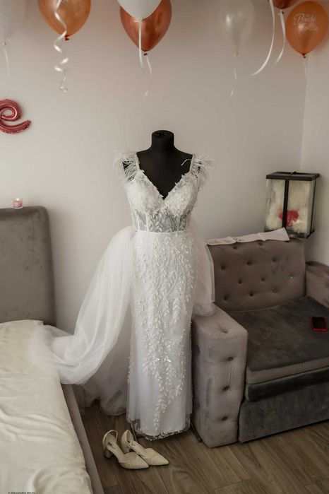 Rochie de mireasa 2 în 1 cu trenă detașabilă