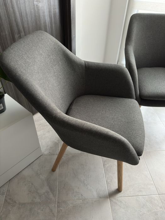 2 бр Кресло UDSBJERG сив текстил/краченца от масивен дъб