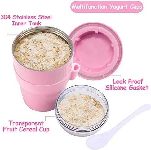 Нова Изолирана чаша за кисело мляко плодове с капак/неръждаема стомана