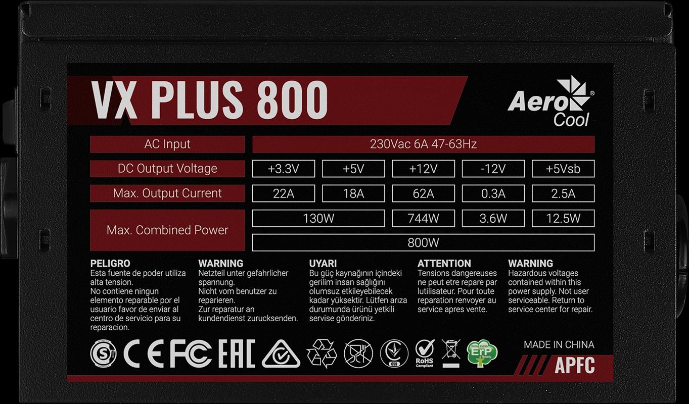 Aerocool VX PLUS от 400 до 800W Блок Питания