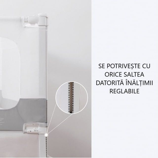 Bariera protectie pat copii, Empria, inaltime ajustabila, 200 cm