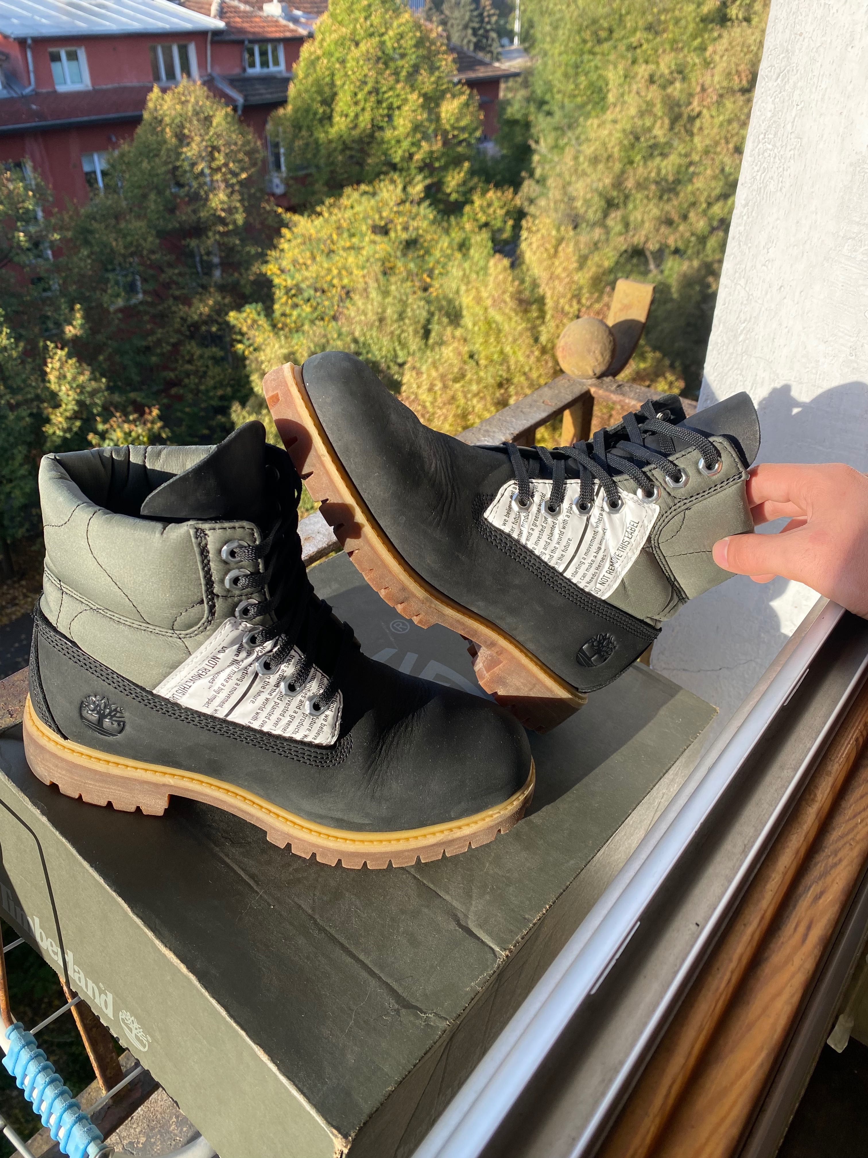 Timberland Premium 6 IN от набук с надпис Черен/Зелен 40