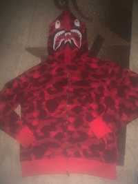 Bape zip hoodie color camo Red