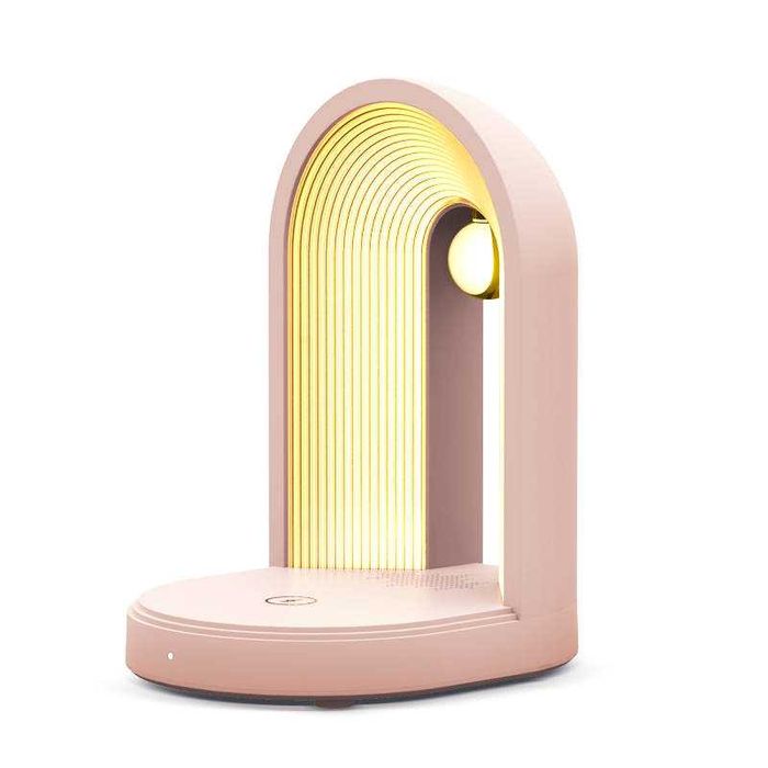 Incarcator WIRELESS, Lampa LED, Conexiune prin BLUETOOTH, alb/roz