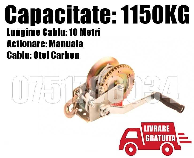 Troliu Scripete Macara Manual 450/1150 KG Cablu Otel LIVRARE GRATUITA