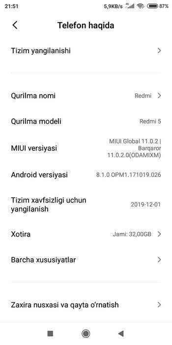 redmi 5 srochna sotiladi 32gb hotirali