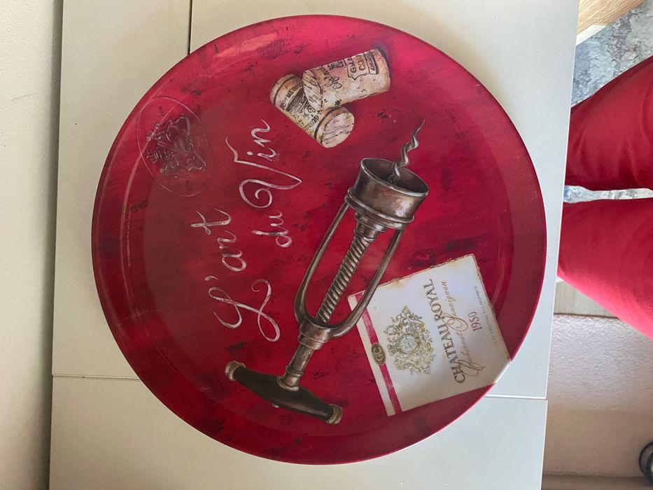 Tava/Farfurie melamina 30cm, rosu, tematica 'L'Art du Vin', nou