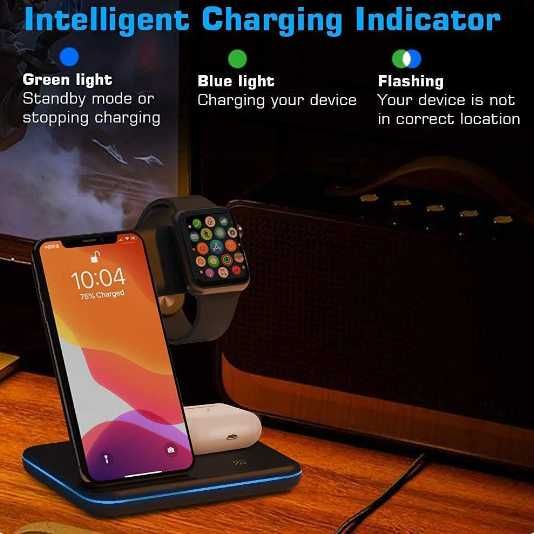 Incarcator iPhone, Apple watch, airpods 15w Fast Charge 3 in 1