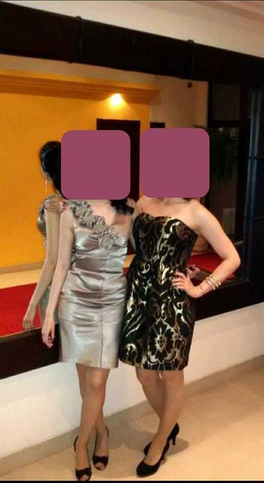 Официална сатенена златна рокля размер 36