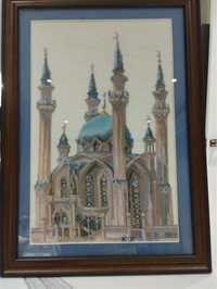Картина ручной работы вышивка крестиком Мечеть Куль-Шариф