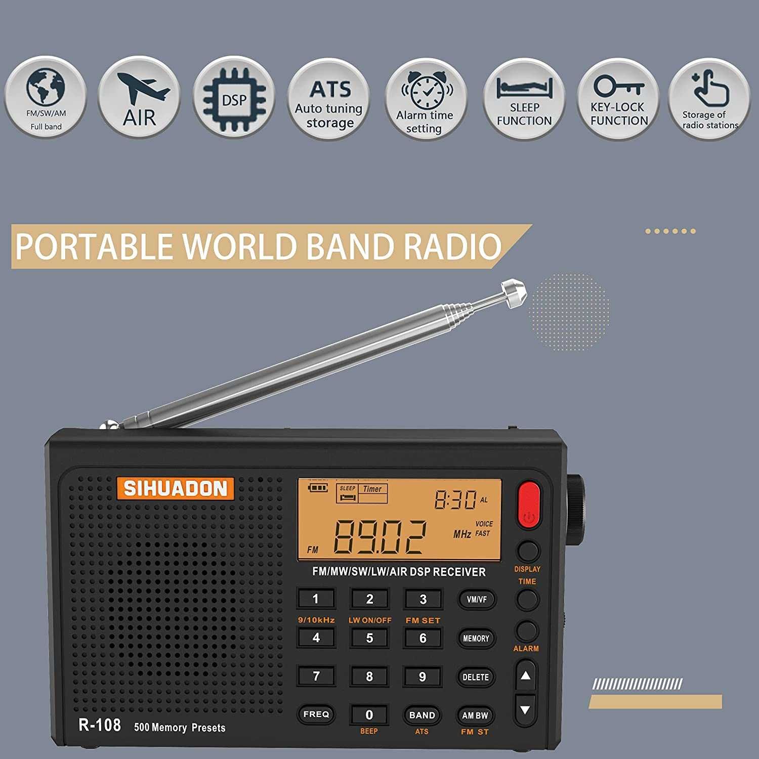 SIHUADON R-108 PLL World Band радиоприемник