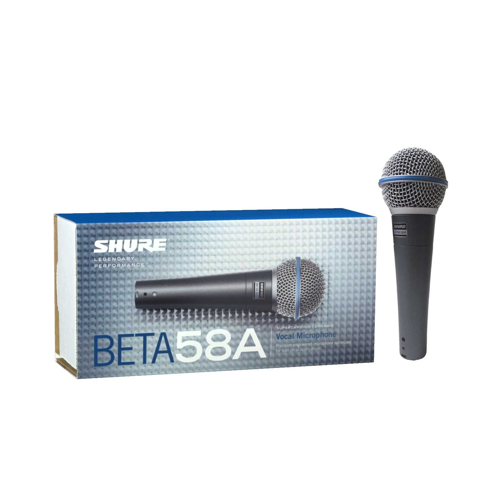 Microfon shure beta 58a, profesional, cu fir, borseta, nuca, cablu 5M