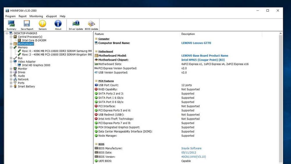 Laptop 17,3" Lenovo G770, Intel Core i5-2430M, 8 GB RAM