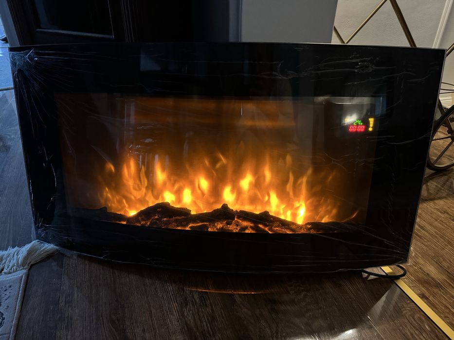 Semineu electric sticla curbata 100/50 cm NOU