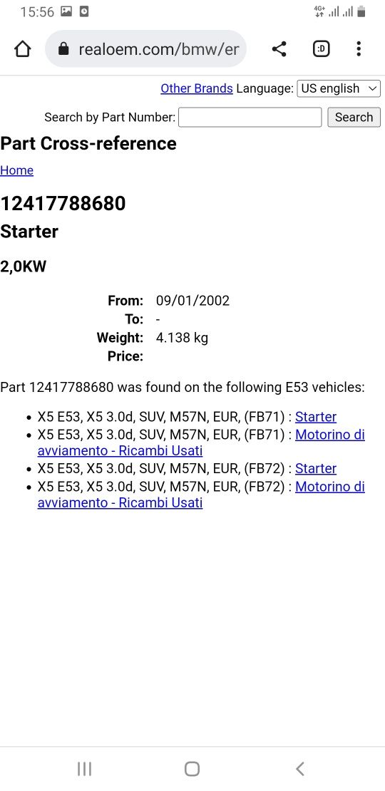 Electromotor bmw E46 E60 E61 E65 E83 E53, 2.5d 3.0d. 7788680