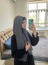 Серый полупрозрачный платок для мусульманок