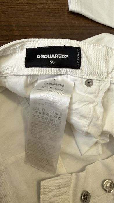 Blugi Dsquared2 albi White Bull, marimea 50