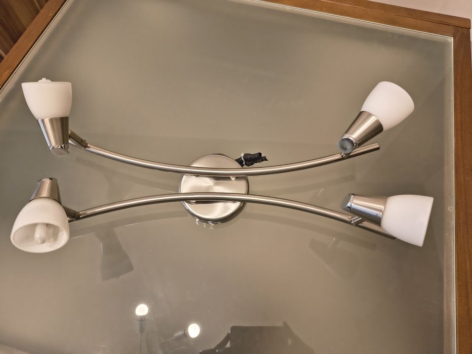 Лампа за таван, хром, 4 спота с крушки