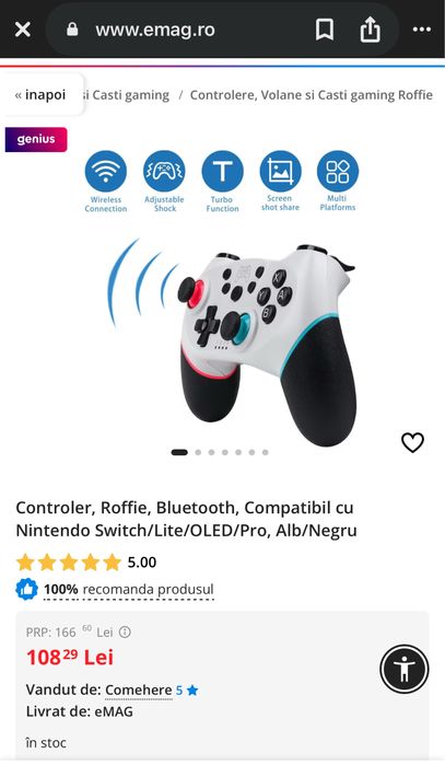 Controler nindendo. wifi, bluetooth