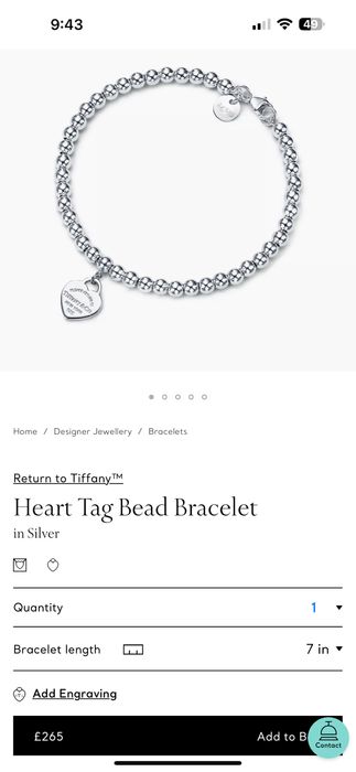 Оригинална сребърна гривна Tiffany & Co