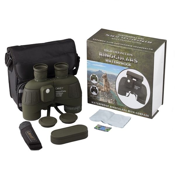 Binocul profesional cu compas si busola electronica, Verde, 10x50