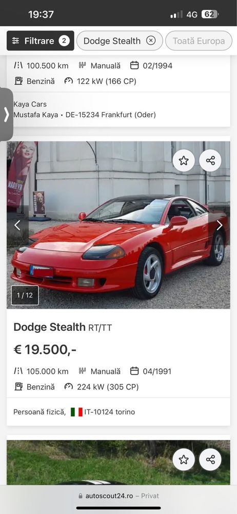 Dodge Stealth 1991  Ocazie masina pretabila vintage unica in Romania