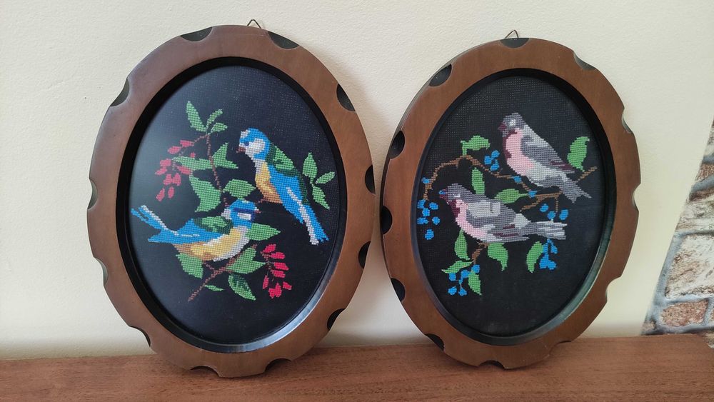 2 гоблена с птиченца -в дървена рамка и антирефлексно стъкло