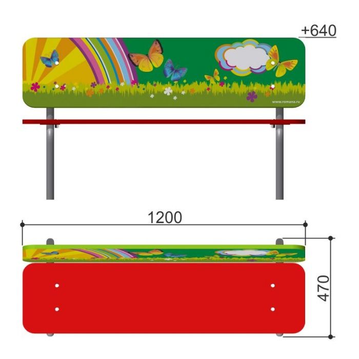 Детские скамейки ROMANA Детские площадки Горки Качалки Качели Карусели