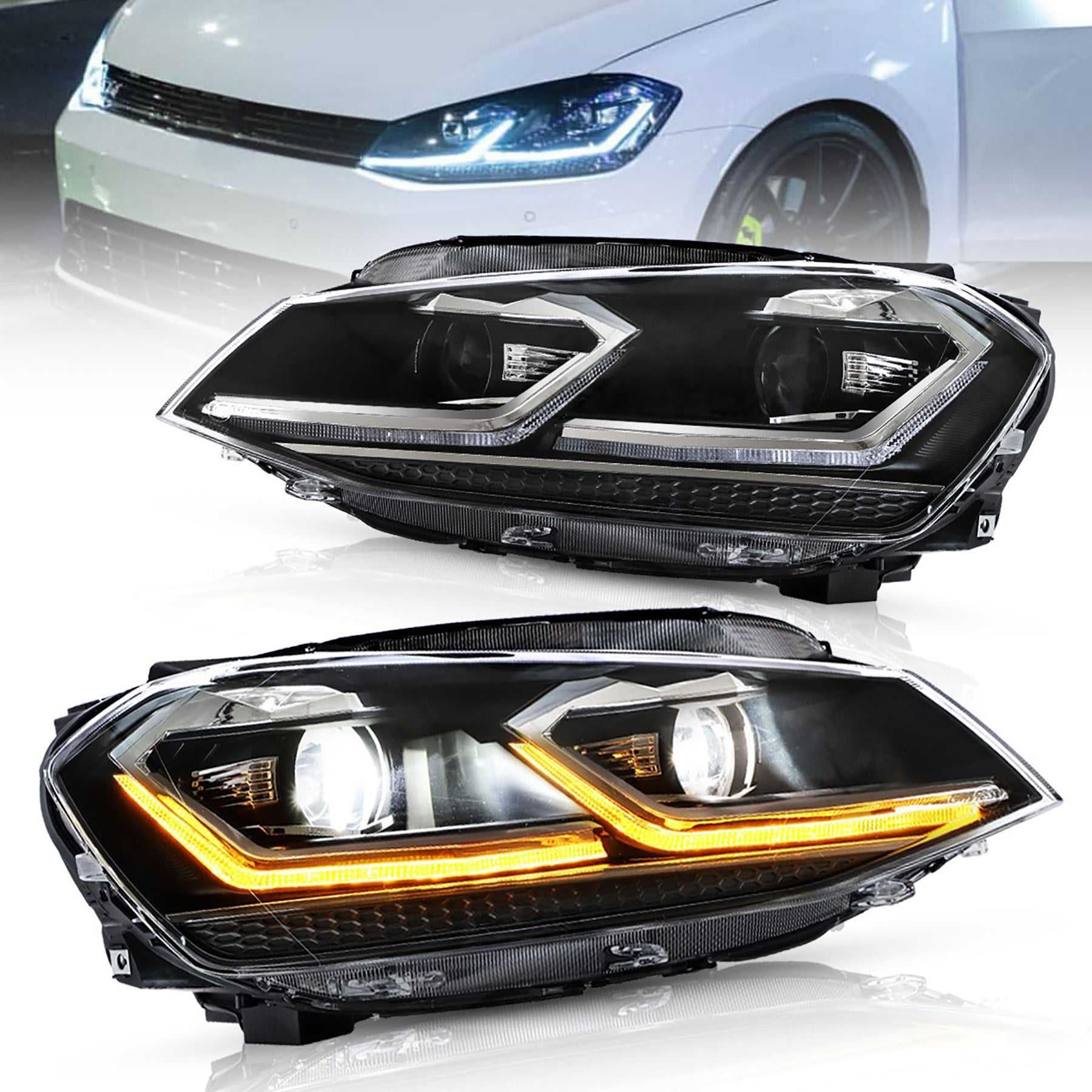 Комплект фарове с динамични мигачи за VW GOLF 7 2012 - 2017