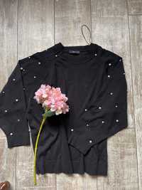 Нов one size  черен пуловер Zara с перли