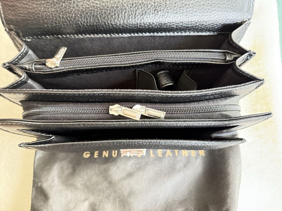 Enzo Nori  НОВА Черна  Мъжка Чанта  от естествена йожа